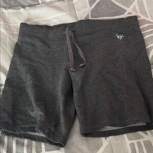 Justice Dark Charcoal Athletic Drawstring Shorts with Heart Logo